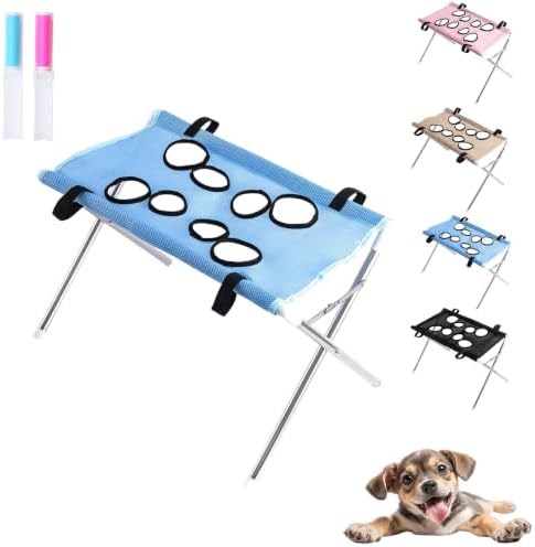 Sylphix 2-in-1 Foldable Pet Grooming Bed,Pet Grooming Bath Stand，Blue | Foldable Pet Bathing Stand With Quick Dry Mesh Table, Secure Support Strap For Nail Trimming,Bathing,Haircuts & Pet Care