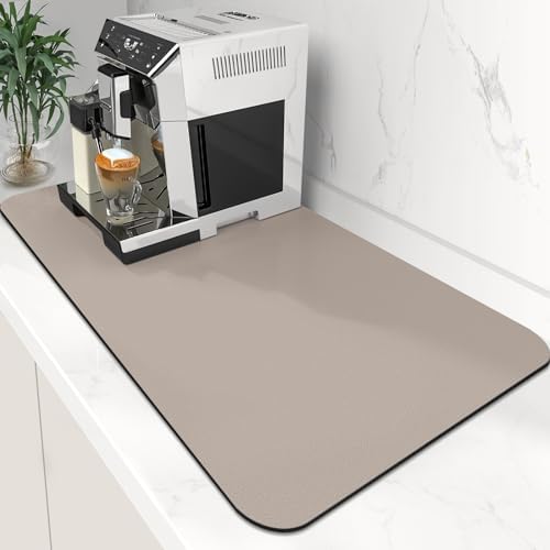 Coffee Mat Super Absorbent Dish Drying Mat Coffee Bar Mat 17"x 30", Khaki