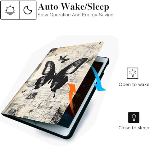 for Microsoft Surface Go 4/3/2/1-10.5" 2021 Tablet Case,Auto Wake/Sleep,Adjustable Stand Protective Cover - Vintage Butterfly Art