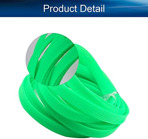 Bettomshin 1Pc 16.4Ft(5m) Cable Management Sleeve, 1/2"(12mm) Width PET Fluorescent Green Cord Protector, Wire Loom Tube Insulated Split Sleeving for USB Cable Power Cord Organizer Video Cable Hider