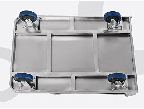 Foldable Stainless Steel Platform Truck - Heavy-Duty Hand Truck with Thick Panel for Tools & Appliances Transport, High Bearing Capacity, Durable Push Cart for Easy Moving