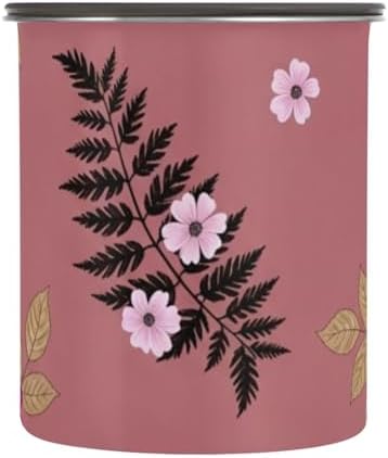 Purple Wild Roses Coffee Canister with Lid Airtight Food Storage Containers 17oz Stainless Steel Canisters Kitchen Food Organizer for Beans, Cereal, Pasta, Flour, Sugar, Snacks