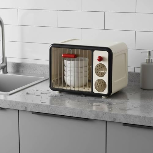 Storage Cabinet Kitchen Organizer Cup Rack Cabinet Cupboard with and Dustproof Doors Made of PP and PET Suitable for Nursery Decor kitchenette Counter Compact, Green