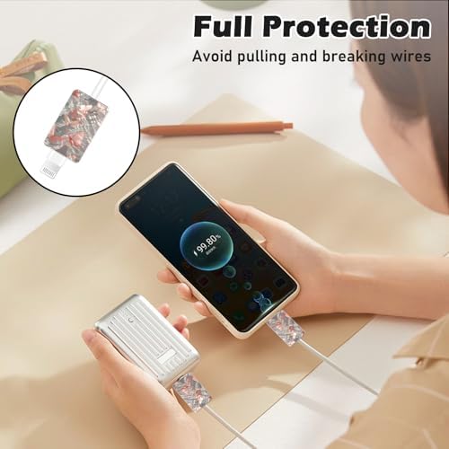 Cute Cable Protector 4PCS Set for iPhone Type-c Charger, Pink/Blue/Yellow Butterflies Pattern Phone Charger Protector for Women,Data Cable Saver,Charging Cord Protector for iPhone
