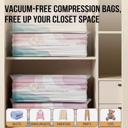 No Pump Vacuum Storage Bags,2026 New Large Vacuum Storage Compression Bags,3D Vacuum Storage Bags For Clothes(3PCS,L)
