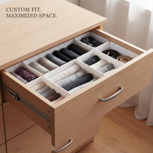 Adjustable Drawer Divider Plate, Modular PP Plastic Organizer for Dresser & Kitchen Drawers, Customizable Compartment Fit (1 Pack)