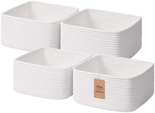 Storage Baskets for Shelves, 4 Pack Shallow Basket