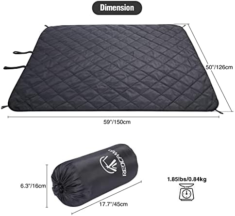 REDCAMP Large Outdoor Blanket 59"x50" Sherpa Fleece Lining, Black | Cold Weather Warm Thick Outdoor Blanket Comfy Foldable & Windproof for Camping Stadium,Car,Picnics,Pet,Trip,Machine Washable