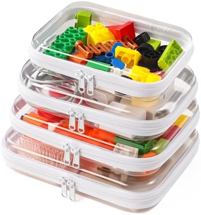 4 Pack Clear Hard Shell Zipper Case Diaper Organizer | 1.0mm Hard Shell, Upgraded Large Zipper Pulls, Clear Travel Pouches, Smooth Zipper Closure, Holds Shape
