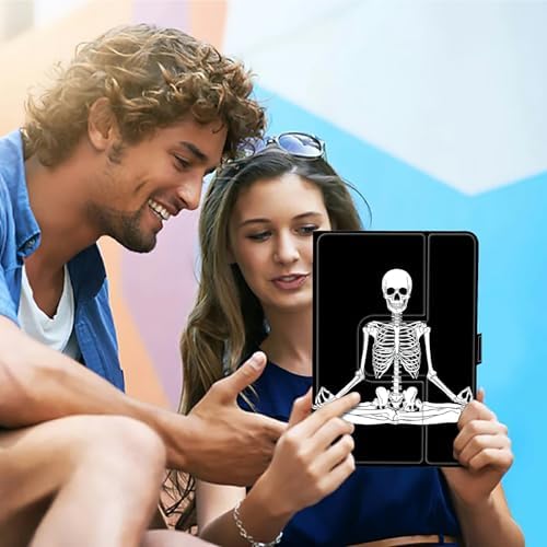 Universal Tablet Case for T-Mobile Revvl Tab 2 10.1" 2025/Revvl Tab 5G 10.36" 2023, 360 Degree Rotating Kickstand Protective Stand PU Leather Shell Cover for 9"-10.5", Sitting Skull