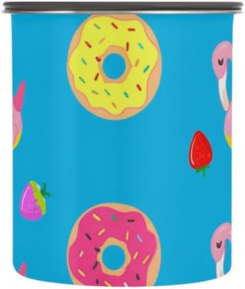 Flamingo Pool Floats Coffee Canister with Lid Airtight Food Storage Containers 17OZ Stainless Steel Canisters Kitchen Food Organizer for Beans, Cereal, Pasta, Flour, Sugar, Snacks