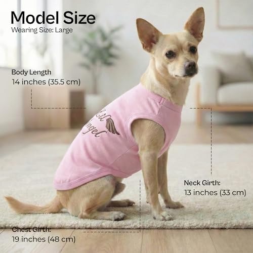 Parisian Pet Dog Shirt – 100% Cotton Lil Angel Shirts for Large Dogs – Pink Sleeveless Puppy Clothes – Breathable and Lightweight Girl Dog Clothes - Stretchy Pet Apparel - Summer Tshirts for Dogs