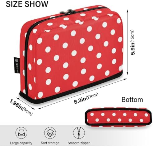 White Polka Dot Red Pencil Case for Kids Girls Boys | Large Pencil Pouch Pen Bag Holder with Big Capacity