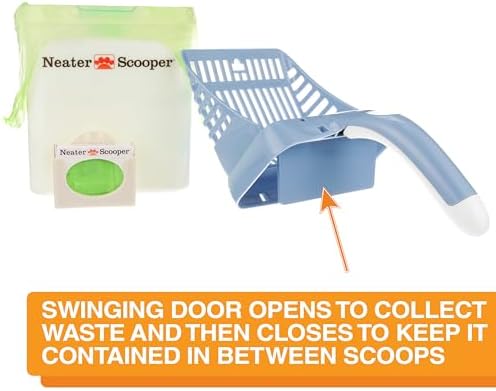 Neater Pet Brands Neater Scooper Standard Cat Litter Scoop, 195 Refill Bags – Mess-Free Cat Litter Scooper with Bag, Spill-Proof Kitty Box Sifter, Bin Doubles as Scoop Holder, For Single-Cat Household