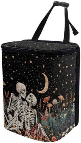 Halloween Skull Mushroom Moon Auto Rubbish Bags with Lid Multipurpose Trash Bin Storage Bag Universal Car Accessories Interior Decoration