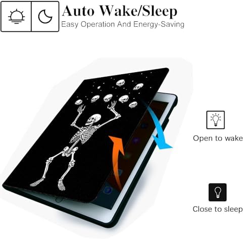 for Microsoft Surface Pro 7 Plus,Surface Pro 7/6/5/4 12.3" Tablet Case,Auto Wake/Sleep,Adjustable Stand Protective Cover - Skeleton Skull