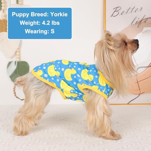 Dog Shirt Vest Dog Clothes for Small Dogs Boy Girl Stretchy Summer Puppy T-Shirts Soft Breathable Lightweight Puppy Sweatshirt Pet Cat Outfit (Blue Duck, Small)
