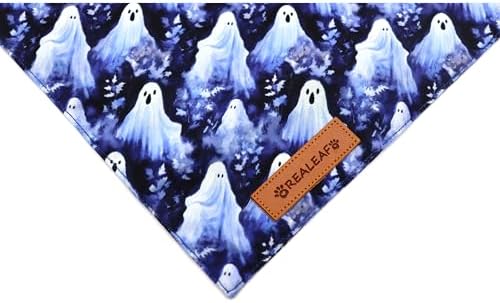 Realeaf Halloween Dog Bandanas 2 Pack, Pumpkins and Ghosts Pet Scarf for Boy and Girl, Premium Durable Fabric, Holiday Bandana for Small and Medium Dogs Pets (Small)