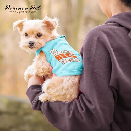 Parisian Pet Dog Shirt – 100% Cotton Shirts for Small Dogs – Sleeveless Big Deal Pet Vest – Lightweight and Breathable Dogs Apparel – Cute Summer Dog Clothes - Stretchy T Shirts for Pets