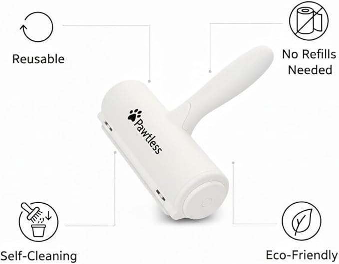 Pet Hair Remover – Reusable Lint Roller for Cat & Dog Hair on Furniture, Couch, Carpet, Car, Beddings– Eco-Friendly, No refills, No sheets Needed