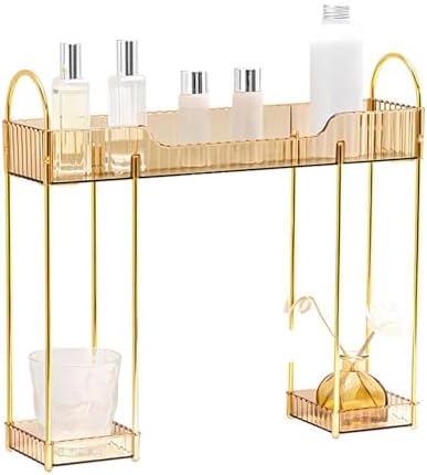 YCIA&DONE Bathroom Countertop Organizer Over The Faucet, Narrow Counter Organizers Above Sink, Table Mounted Faucet Sink Shelf for Kitchen, Toilet, Laundry(Amber Gold)