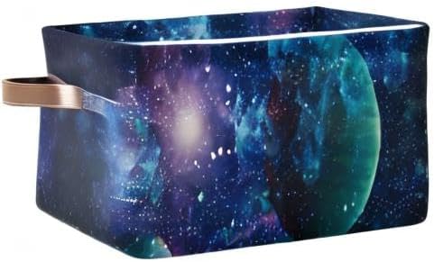 Nebula Galaxy Planet Storage Basket Cloth Storage Cube Basket Bins | Collapsible Cloth with Handles Rectangular Toys Nursery Bedroom Home Office