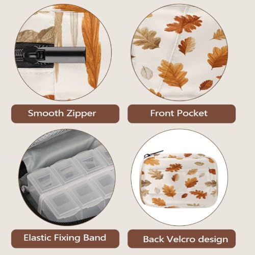 Travel Pill Organizer Autumn Leaf Pattern Small Pill Case