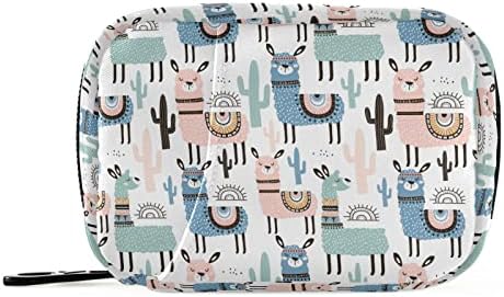 Ethnic Cactus Llama Pill Box 7 Day Pill Case Travel Pill Organizer Bag with Zipper Portable Weekly Case Compact Size for Vitamin Supplement Holder