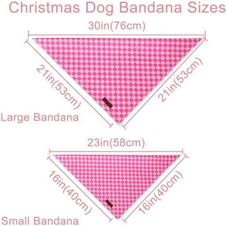 Summer Dog Bandana, UP URARA PUP Pink Bandana for Small Large Dogs, Cotton Handkerchief Fashion Plaid Puppy Triangle Bid Scarf for Boy Girl Dogs
