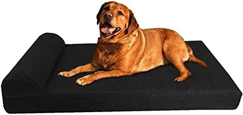 Dogbed4less Premium Head Rest Pillow Orthopedic Cool Memory Foam Dog Bed for Large Dogs, Waterproof Lining with Washable Canvas Black Cover, Extra Large 47X29 Inches