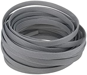 Bettomshin 1Pc 32.8Ft(10m) Cable Management Sleeve, 5/16"(8mm) Width PET Grey Cord Protector, Wire Loom Tube Insulated Split Sleeving for USB Cable Power Cord Organizer Video Cable Hider