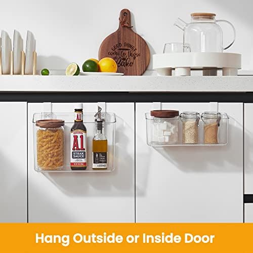 vacane Office Hanging Organizer, Clear Hanging Baskets for Organizing Over the Cabinet Organizer Holder for Kitchen, Pantry, Bathroom-Hang Outside or Inside Door-XL