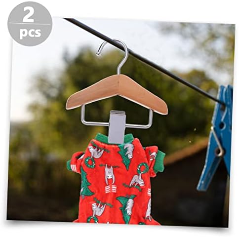 Milisten 2PCS Wooden PET Clothes Hangers Clips Adjustable Dog and Cat Clothing Drying Rack Non-Slip Skirt Clip for PET Apparel