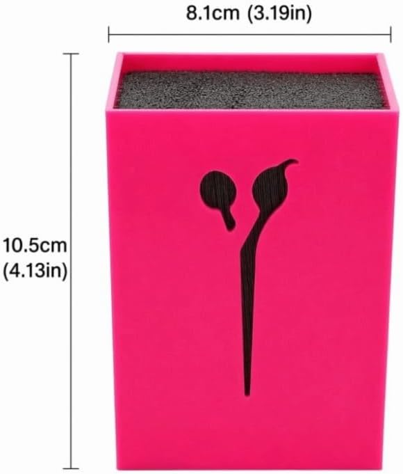Scissor Holder Storage Box, ABS PET Hairdressing Shear Organizer with Anti-Slip Base, 4.13 x 3.19 in(Rose Red)