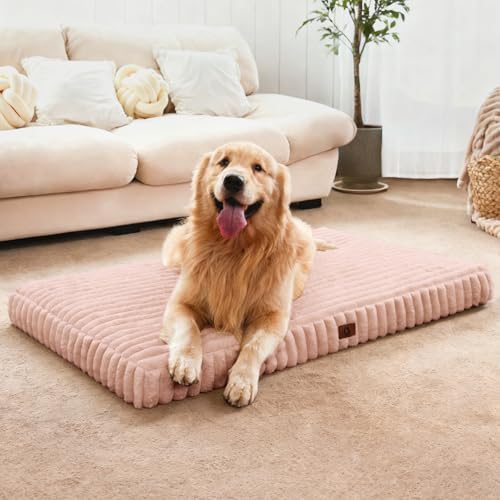 Extra Large Orthopedic Dog Crate Bed with Waterproof Lining | Egg crate foam for joint support. Soft plush surface. Non-slip bottom. Removable & machine washable cover. OEKO-TEX certified