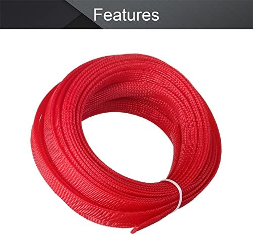Othmro 10m/32.8ft PET Expandable Braid Organizing Cable Sleeving Flexible Wire Mesh Sleeve Red,Protecting Cables from Pets Chewing