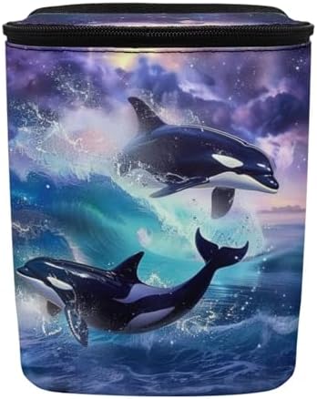 DISNIMO Killer Whale Car Trash Can with Lid Cute Car Accessories Leak Proof Car Trash Bag Hanging Car Garbage Can Multipurpose Storage Container for Back Seat Road Trip