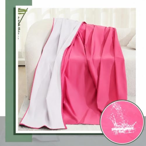 Tisancy Waterproof Bed Blanket Queen Size 78'' x 82'' Pink Polyester, TPU Waterproof Film Mattress Protector Mat with Storage Bag for Bed Cover