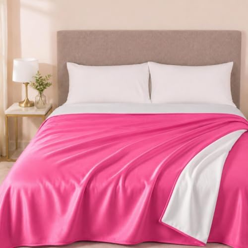 Tisancy Waterproof Bed Blanket Queen Size 78'' x 82'' Pink Polyester, TPU Waterproof Film Mattress Protector Mat with Storage Bag for Bed Cover