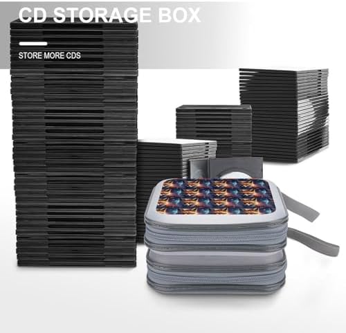Portable 40-Capacity DVD Storage Binder Space Fox Art, Hard Case CD Holder with Zipper, Organizer for Music Movies Game Discs