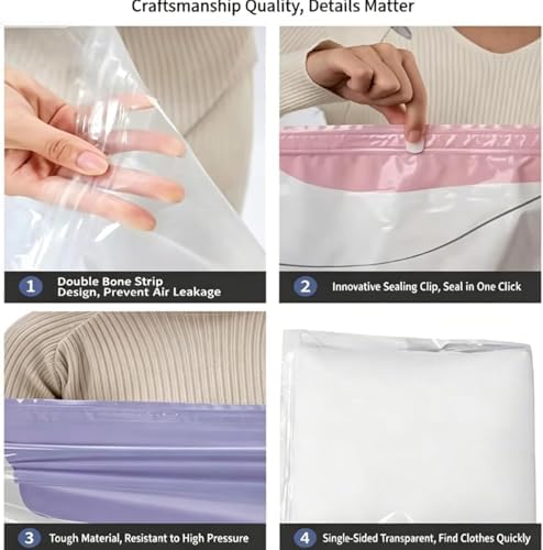 No-Pump Vacuum Storage Bags, 3D Vacuum Storage Bags Without Pump, Reusable Vacuum Bags for Clothing, Quilts & Travel (M-2PCS)