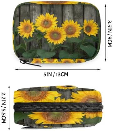 Travel Pill Organizer Wooden Sunflowers Small Pill Case