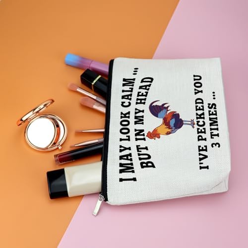 Chicken Lover Gifts Makeup Bag Funny Gifts for Women Farm Enthusiasts Sarcastic Present Chicken Rooster Gift for Farmer Cosmetic Bag with Zipper Chickens Themed Gift for Female Coworker Travel Pouch