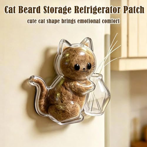 Cat Whisker Holder Fridge Magnet,Pet Hair Storage Capsule,Clear Cat-Shaped Pet Keepsake Box,Cats Hair Container FridgeMagnet,Refillable Cute Cats VaseMagnet,Cat Hairs CollectionBottle for PetsLovers