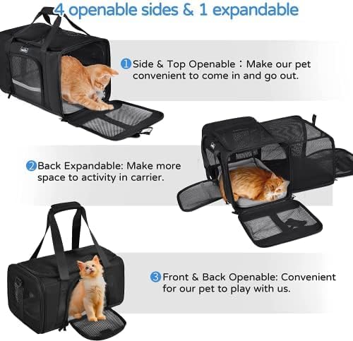 Wakytu Dog Carriers for Small Dogs, Cat Carrier Travel, Expandable, Collapsible, 900D High Density Oxford Cloth, Wear-Resisting, Anti Tearing, Reflective Tape,Safety Lock Zipper | Collapsible, 900D High Density Oxford Cloth, Wear-Resisting, Anti Tearin...