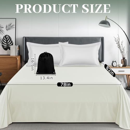 Tisancy Waterproof Bed Blanket Queen Size 78'' x 82'' White Polyester, TPU Waterproof Film Mattress Protector Mat with Storage Bag for Bed Cover