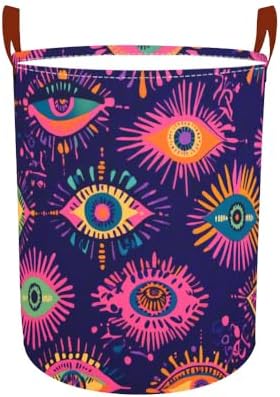 Laundry Basket 15.7x19.7 in Colorful Evil Eye Hamper for Bedroom
