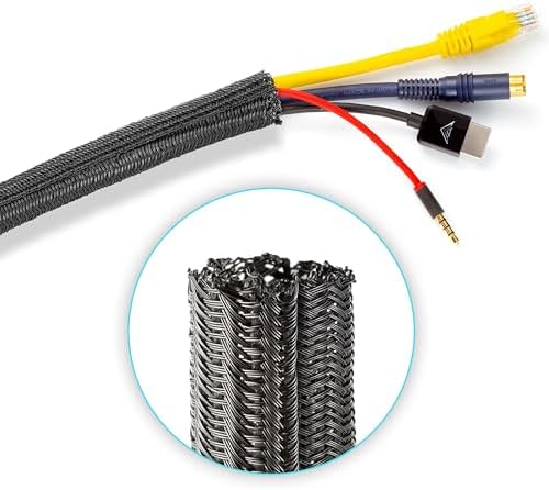 Maximm Cable Management Wire Loom 12ft 1/4 Inch Black Split Cord Protector