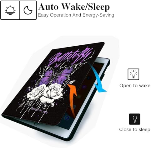 for Microsoft Surface Pro 7 Plus,Surface Pro 7/6/5/4 12.3" Tablet Case,Auto Wake/Sleep,Adjustable Stand Protective Cover - Purple Butterfly