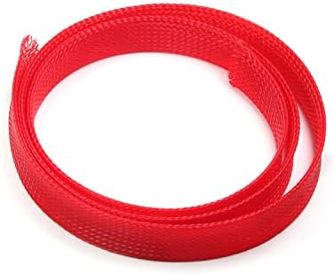 Jutagoss PET Expandable Braided Cable Sleeve, 3.28ft - 0.79 inch Red Cable Management Sleeve, Wire Loom Tube Cord Protector for USB Cable, Power Cord, Audio Video and More, 1Pc